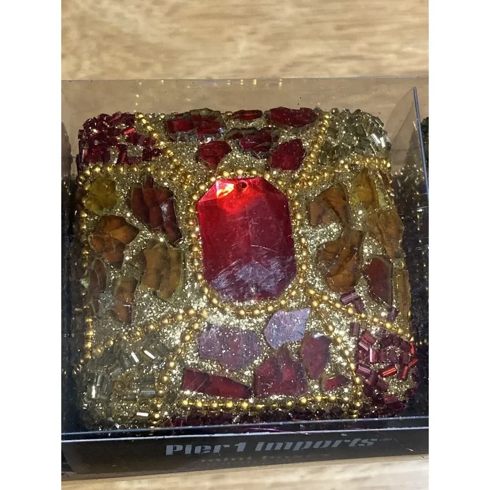 PIER‎ 1 3 Mini Boxes Trinket Boxes Jeweled - 2 3/4” x2 1/2